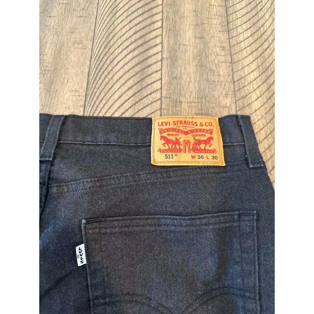 Levi's 511 Slim Fit Jeans Men's 36x30 Black Stretch Denim Regular Tapered Defect